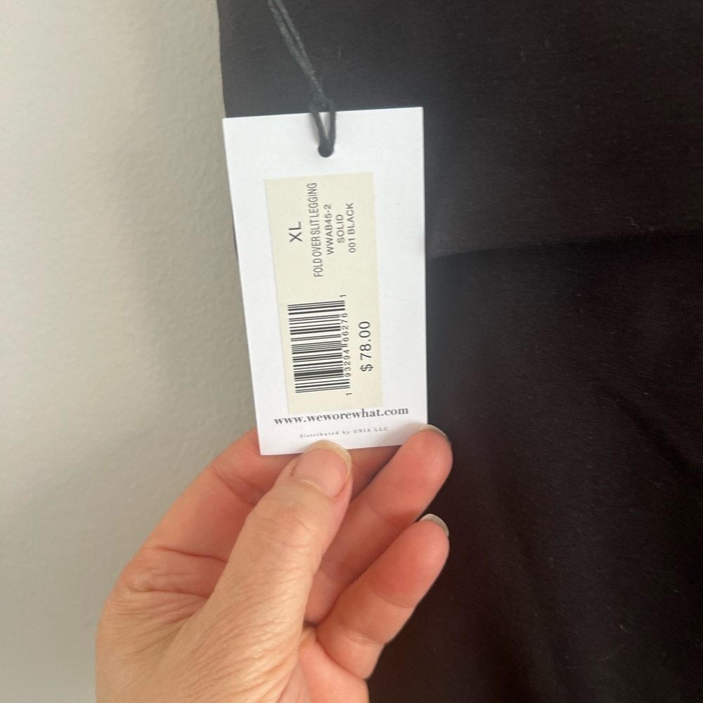 $78 WEWOREWHAT‎ Fold Over Slit Leggings Black Womens Size XL NWT Pants - Picture 6 of 6